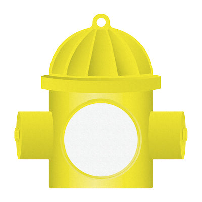 Yellow hydrant, custom insert birchwood medal