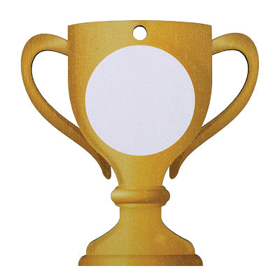 Trophy cup, custom insert birchwood medal