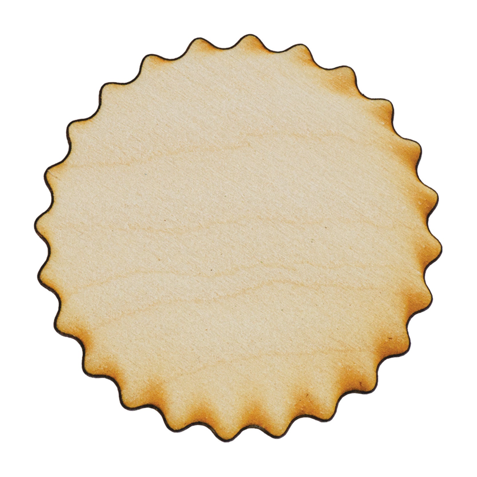 Natural birchwood scalloped edge rosette/sash center