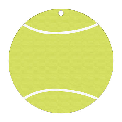 Green tennis ball, custom insert birchwood medal