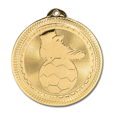 Soccer ball, foot, gold medal