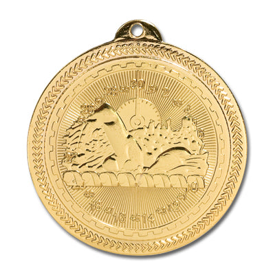 Swimmer, stop watch, gold medal