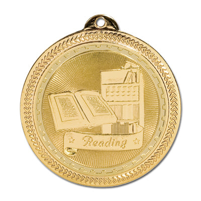 Open book, gold medal