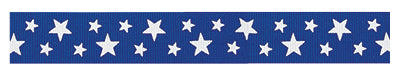 Blue w/white stars grosgrain ribbon swatch