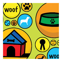 Canine swatch, dog items, paw prints, dog silhouettes