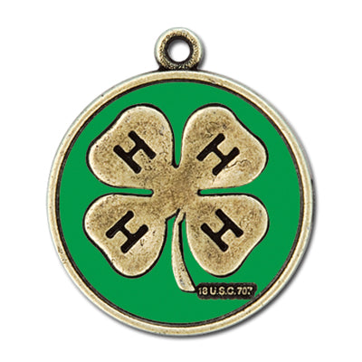 4-H emblem with green fill, gold medal