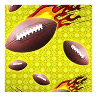 Football flames swatch, flaming football, yellow background