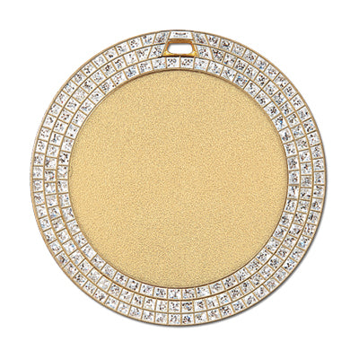 Crystal 3 ring glitter border, gold insert medal