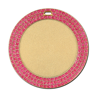 Pink 3 ring glitter border, gold insert medal