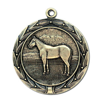 Horse in field, gold medal