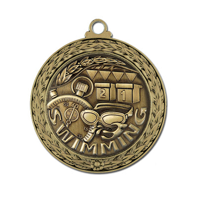 LFL stock gold medal with swimming design