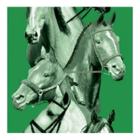 Green ribbon with horses on background