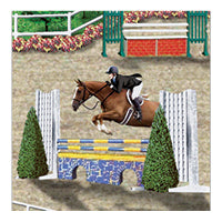 Horse jumping over fences