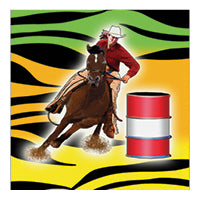 Rodeo horse rider with rainbow background