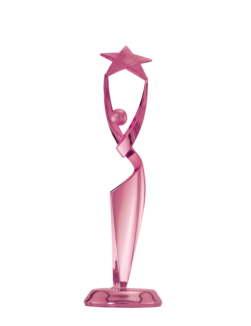 Pink reach for the stars, stylized figure with star