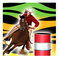 Rodeo swatch, rodeo rider, rainbow background, barrel racing