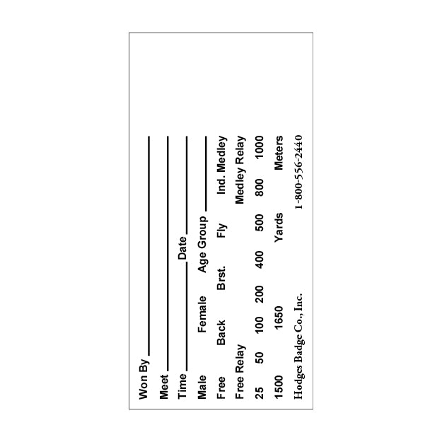 Style S swim meets record card