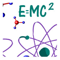 Science swatch, e=mc2, atoms, elements