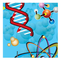 Scientist swatch, DNA, atoms, elements, bubbles