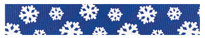 Blue w/white snow flakes grosgrain ribbon swatch
