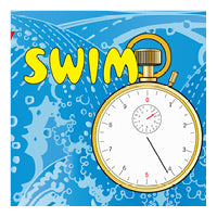 Swim time swatch, stopwatch, water, flags