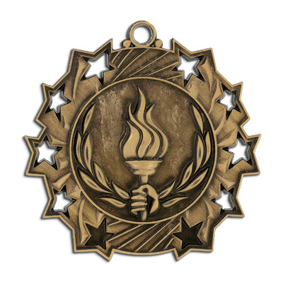 Handheld torch, wreath, 10 stars, gold medal