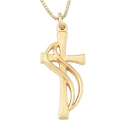14Kt Gold Cross Necklace - Wrapped