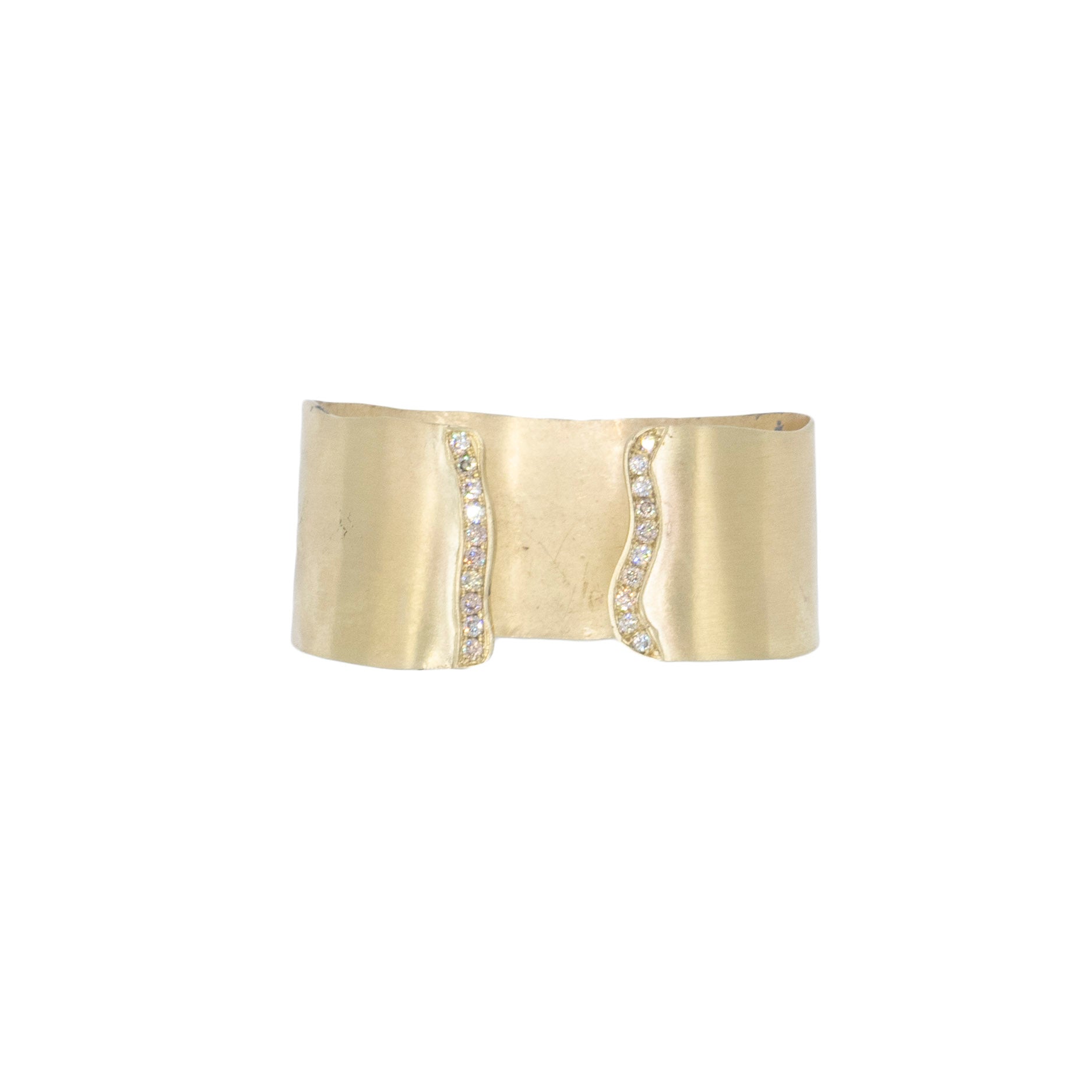 Irit - Gold with Pave Diamonds Open Cuff