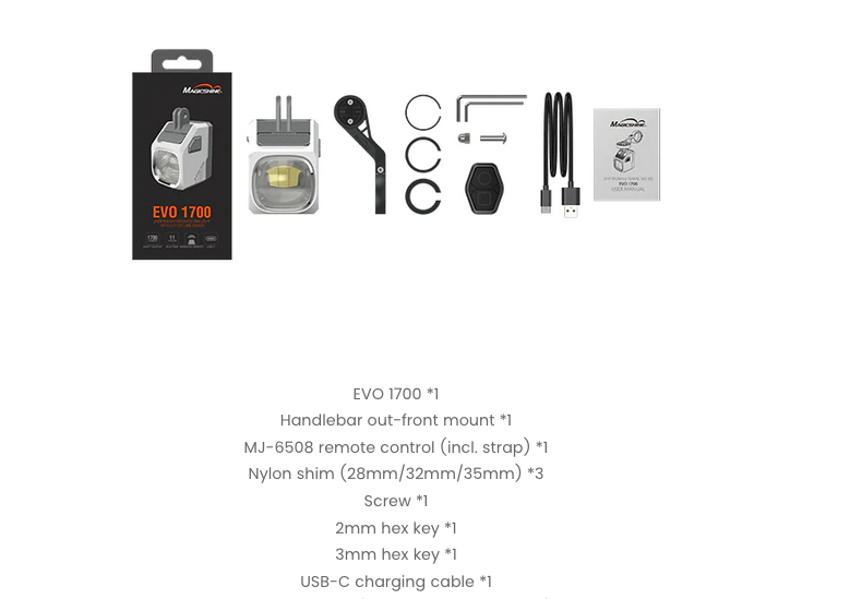 Evo LED Front Light 1700 Lumen MSEVO1700 Magicshine Bike Lighting