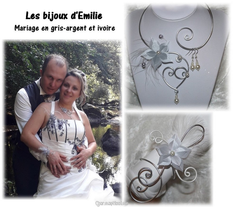 Bijoux argent et gris pour mariage et fête