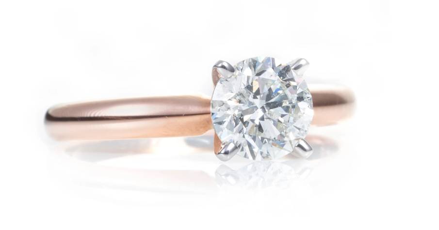 Custom-Made 14k Rose Gold Round-Cut Solitaire Diamond Ring