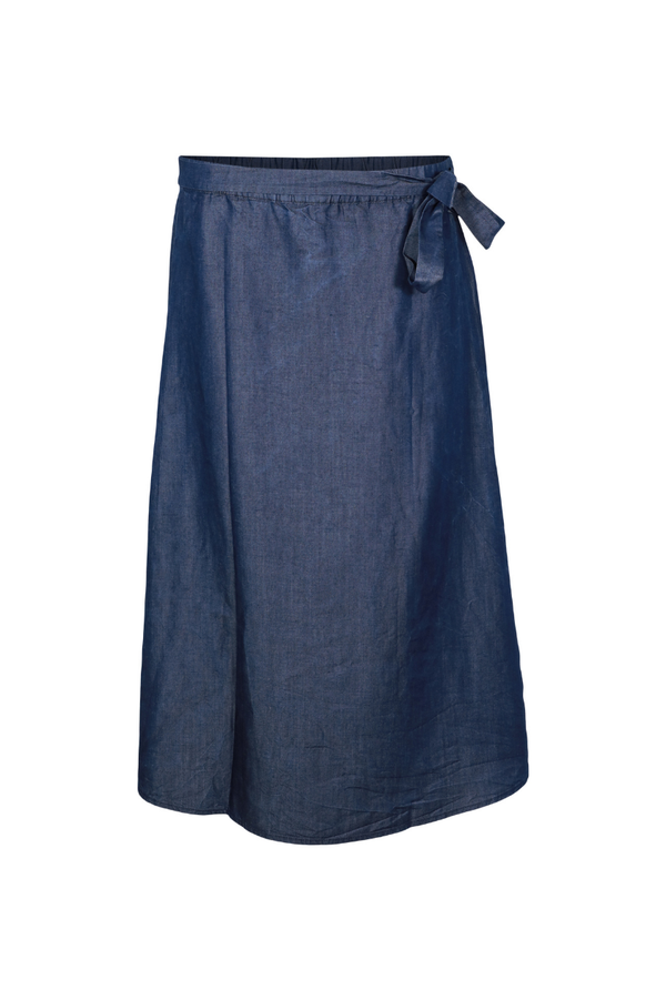Choix | Petite Maternity Clothes | Joelle Chambray Wrap Midi Skirt - CHOIX