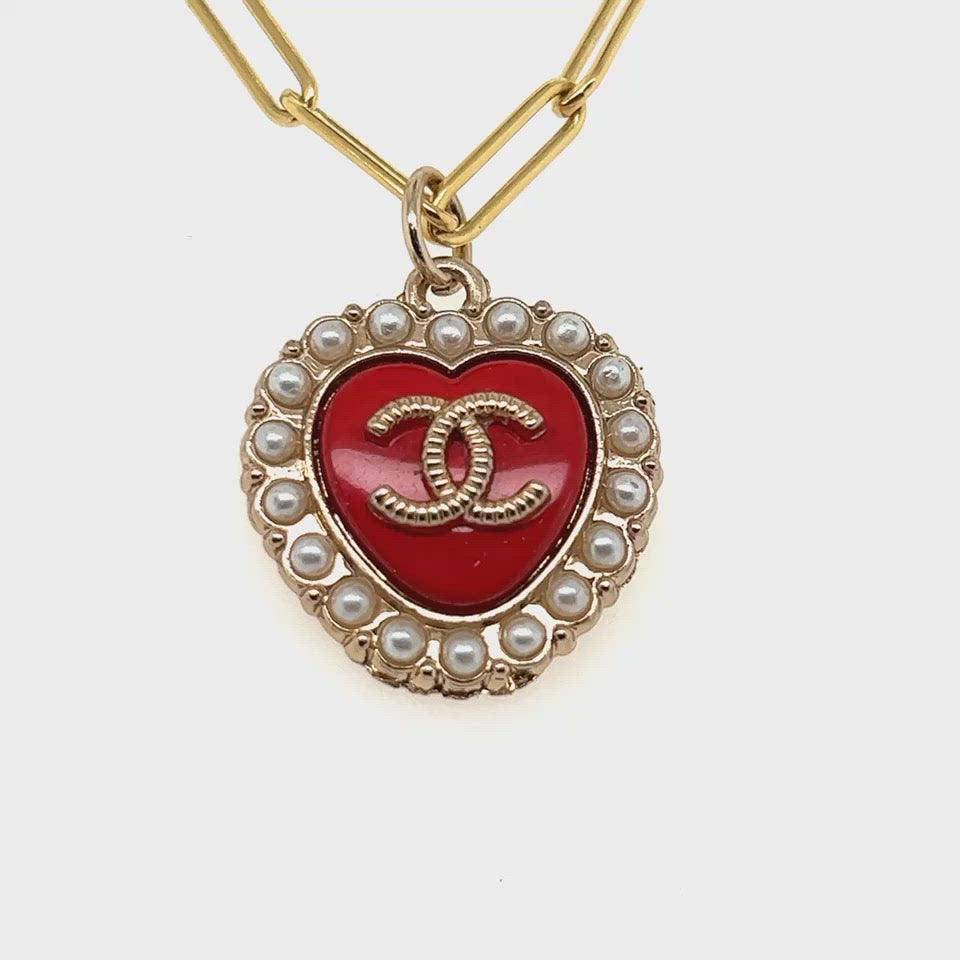 Vintage Red Chanel Button Pendant