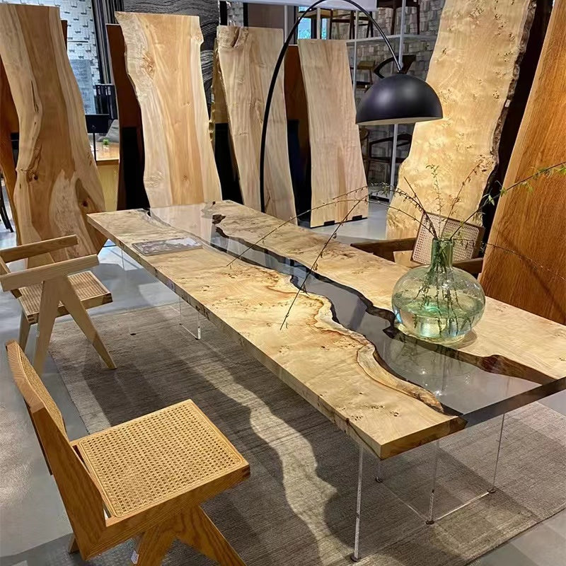 Custom Poplar Transparent Epoxy River Table KCT21