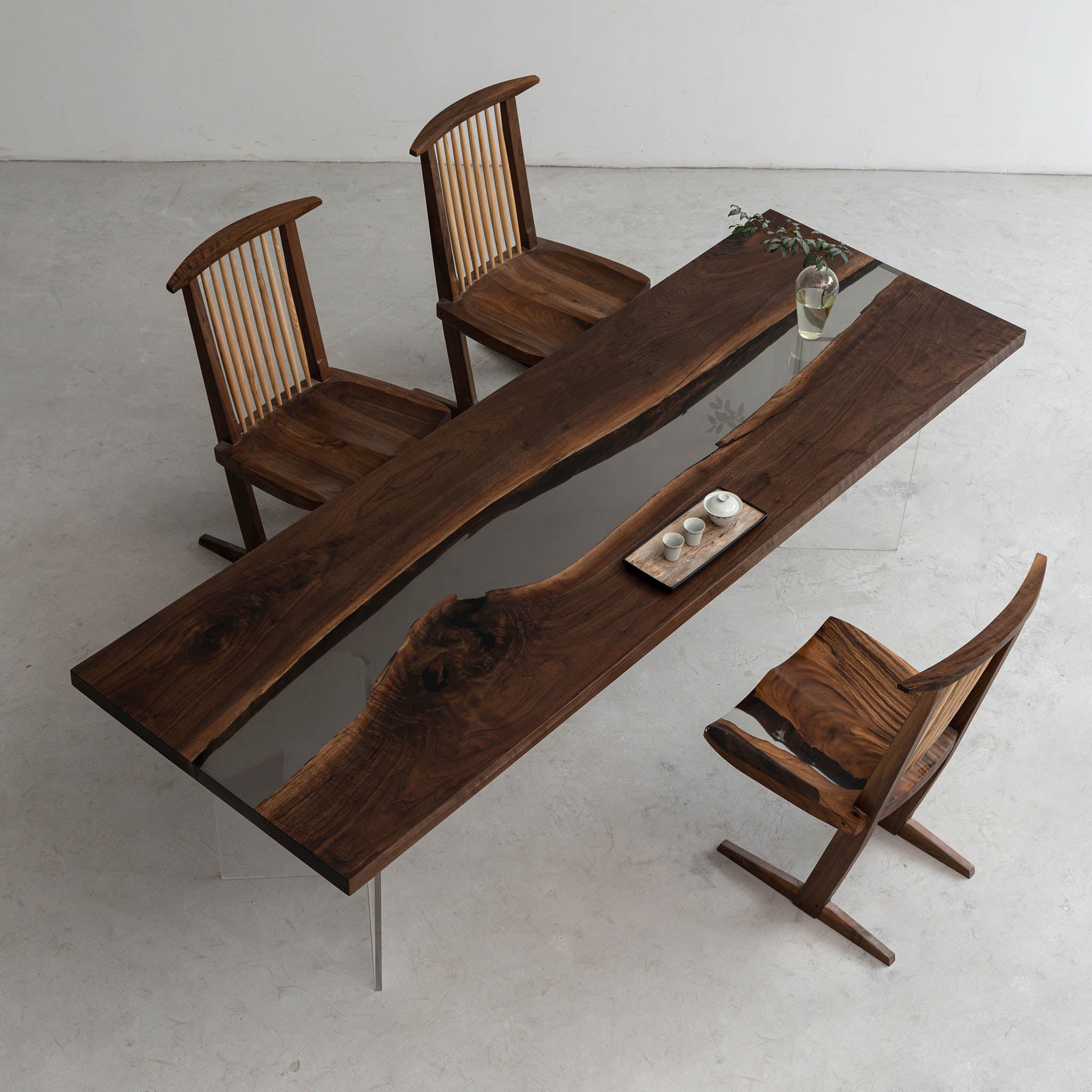 Customizable Black Walnut Epoxy River Dining Table – WoodLab