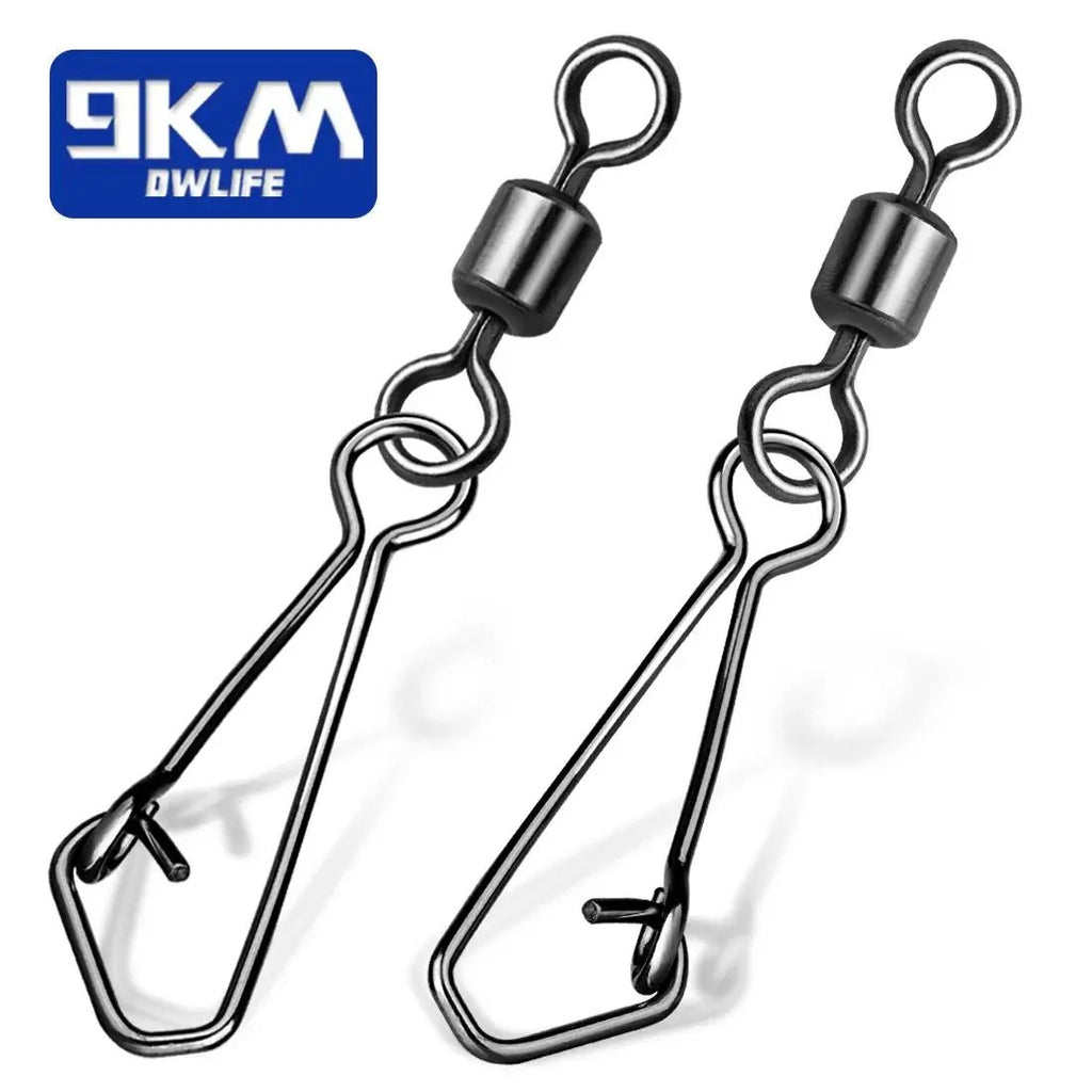 50Pcs/Bag Stainless Steel Connector Fishing Fastach Clips Fishing Swivels  Snaps Swivel Rolling Snap Quick Connection Accessory