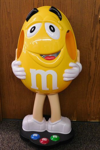 Yellow M&M Guy Display 41 on Wheels mm Store Display