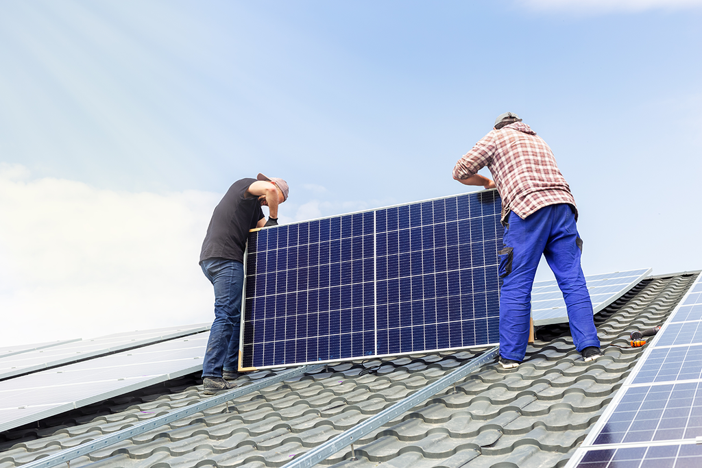 Solar panels generating clean, renewable energy