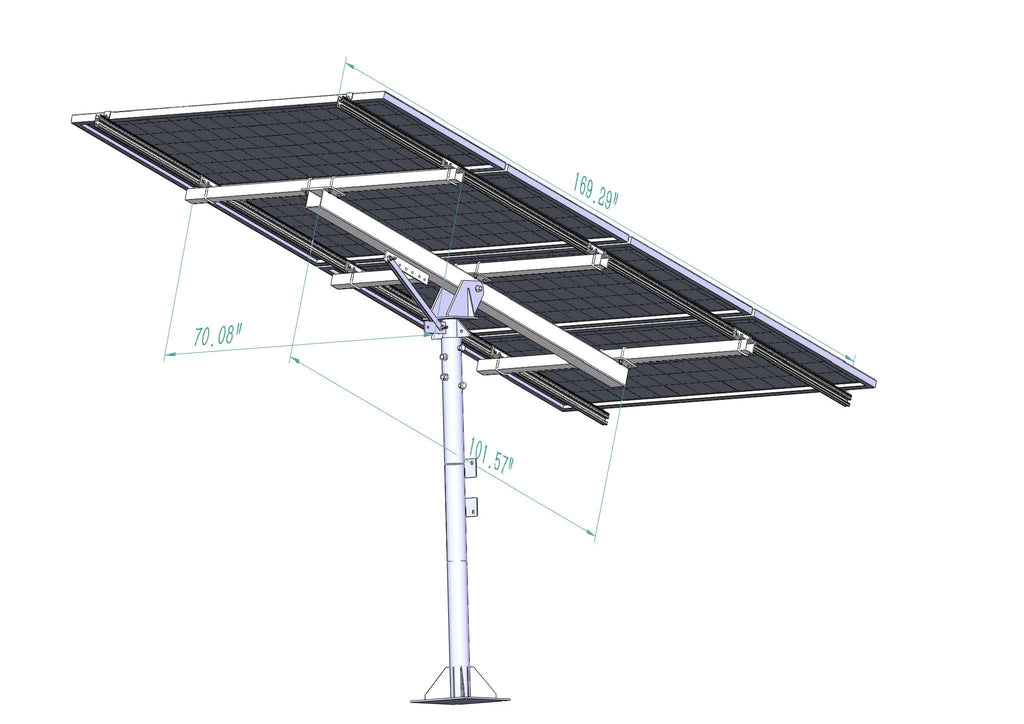 Dimension of Pole Mount System for 4 Solar Panels | Volts Energies Post Mounting System