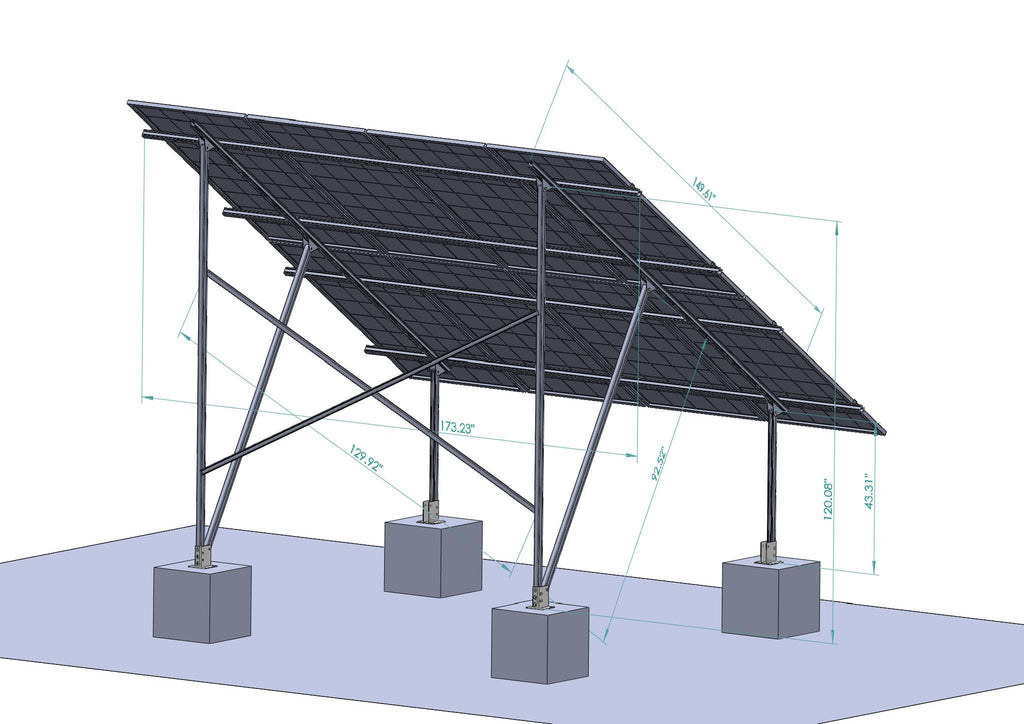 Dimension of Ground Mount System For 8 Solar Panel | Volts Energies Ground Mounting System | ELIOS Terra G8