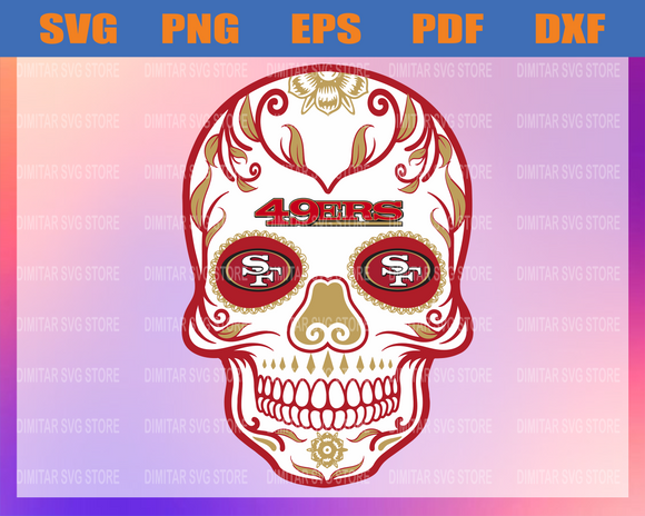 Download San Francisco 49ers Skull Nfl Svg Pdf Dxf Eps Png Silhouette Svg Newchic Digital