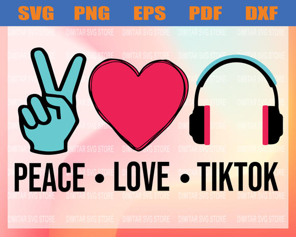 Download Peace Love Tiktok Svg Peace Love Tiktok Headphones Sublimation Iro Newchic Digital
