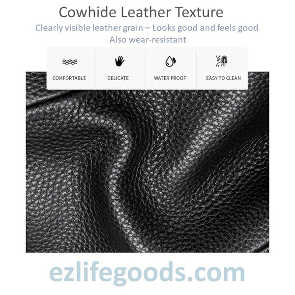 EZ Life Goods-Litchi Grain Genuine Leather Crossbody Messenger Bag for Men Black