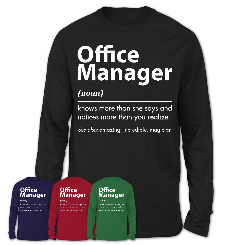 Funny Office Manager Definition Shirt, New Job Gift for Office Manager –  Shedarts