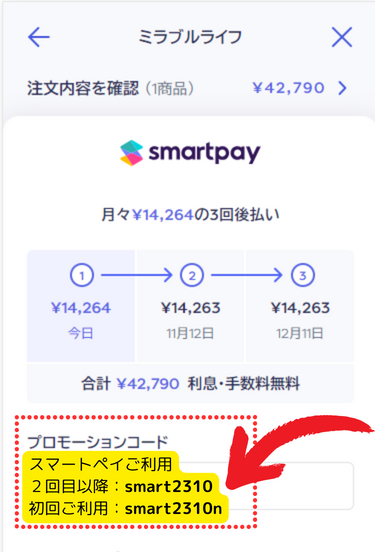 スマートペイご利用 ２回目以降：smart2310 初回ご利用：smart2310n.png__PID:7e85b033-32d3-4803-8ab3-1967330136b2