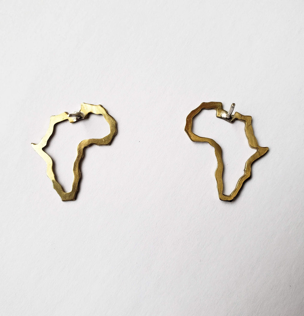Khanyi Brass Africa Map Stud Earrings Ricafrica African Online Store