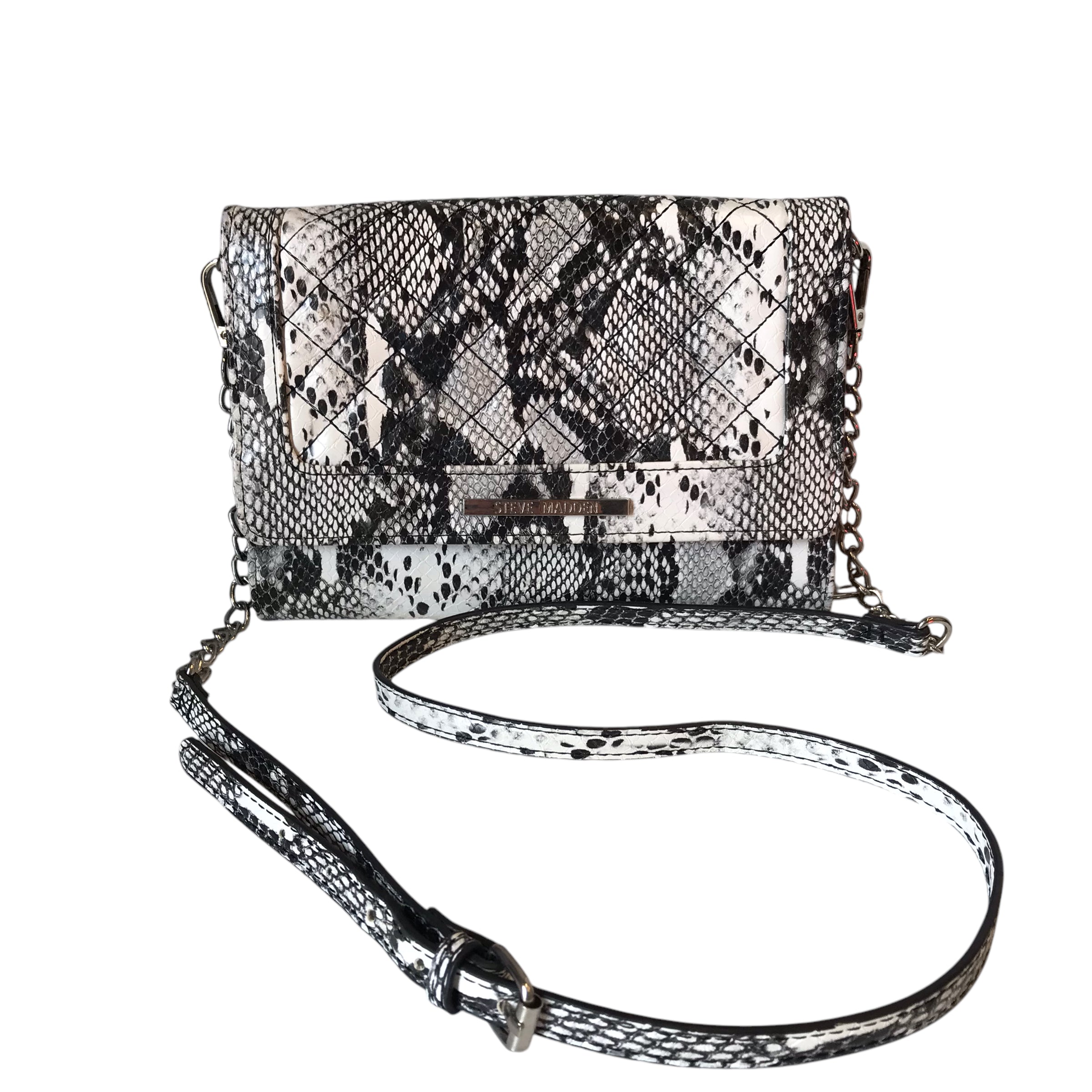 Crossbody By Steve Madden In Black & White, Size:Medium
