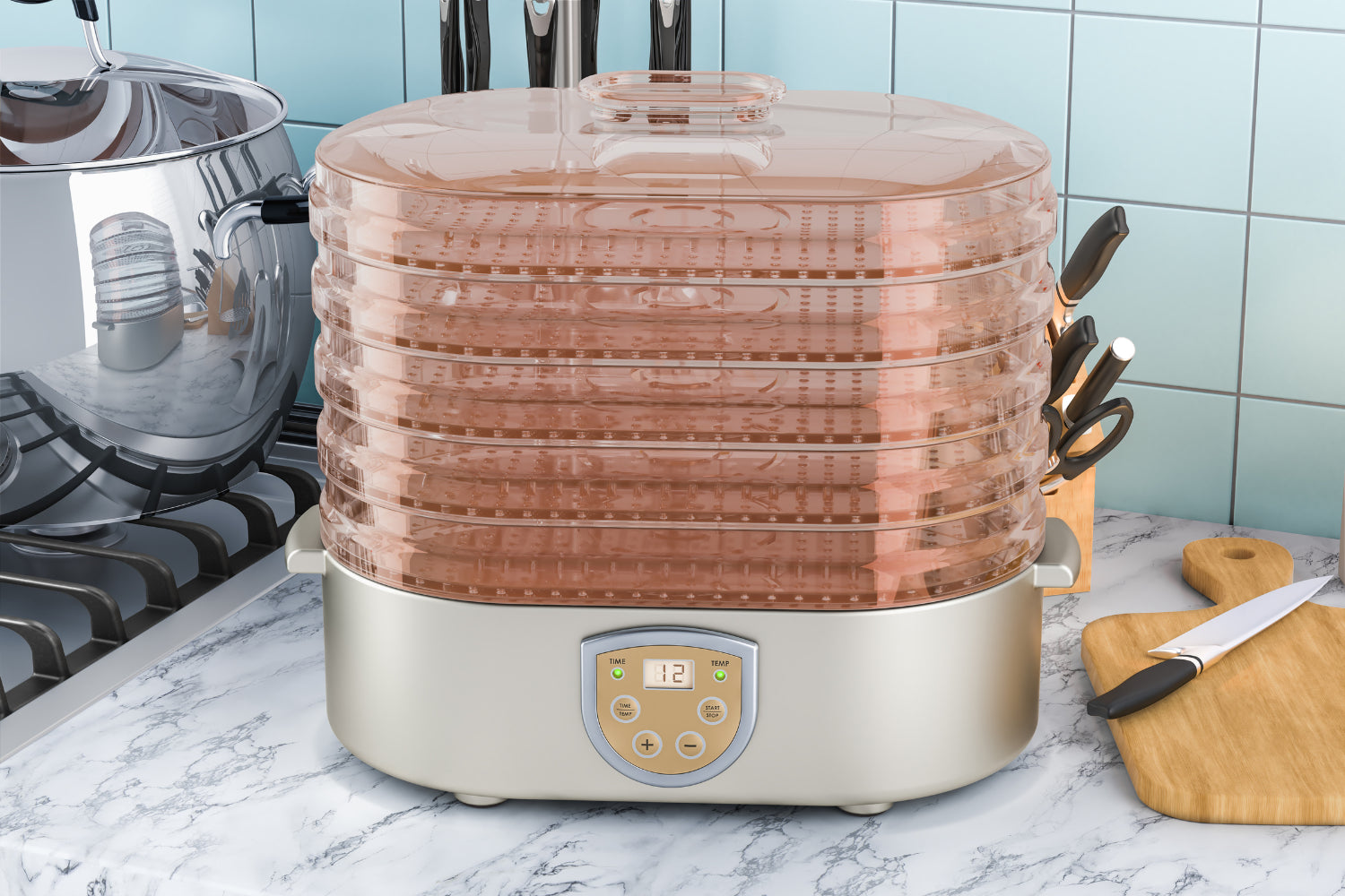 A dehydrator for making beef jerky.
