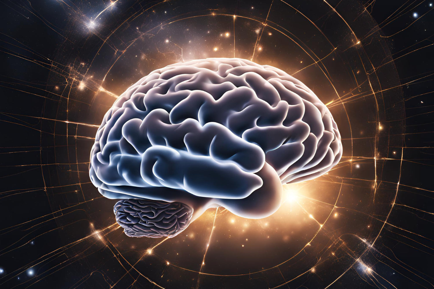 Visualization of a glowing brain.