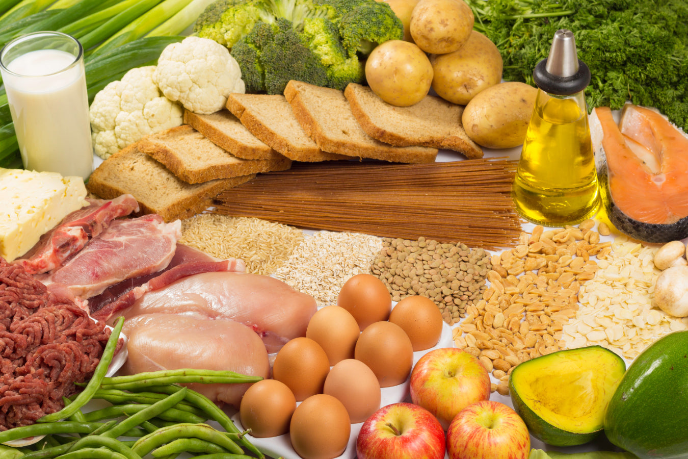 Food selection rich with macronutrients.